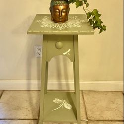 Unique Stenciled Plant Stand or Table