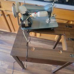 Vintage Gimbels De Luxe Sewing Machine With Table