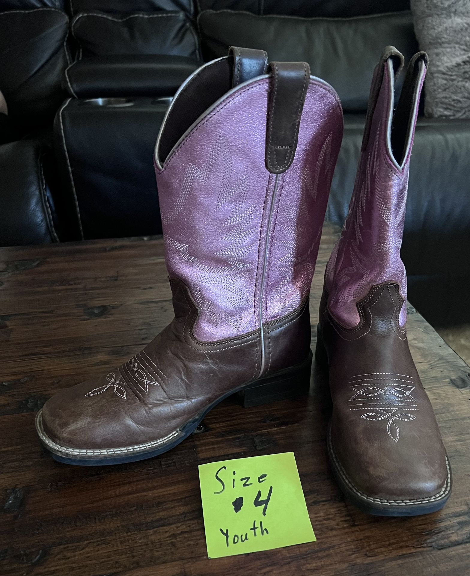 Shyanne MISS MOLLY Pink/Brown Leather Square Toe Western Boots