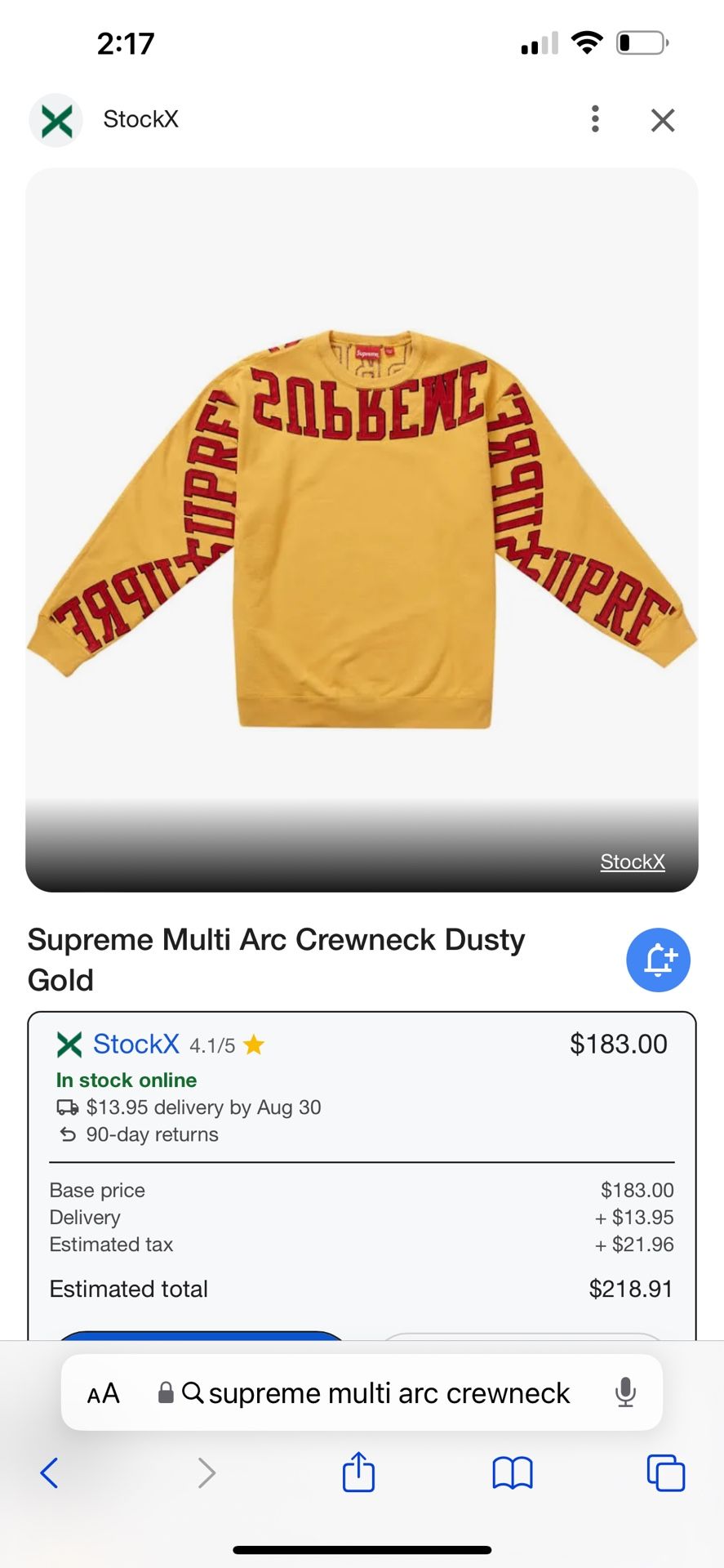 Supreme Yellow Multi-arc Crewneck