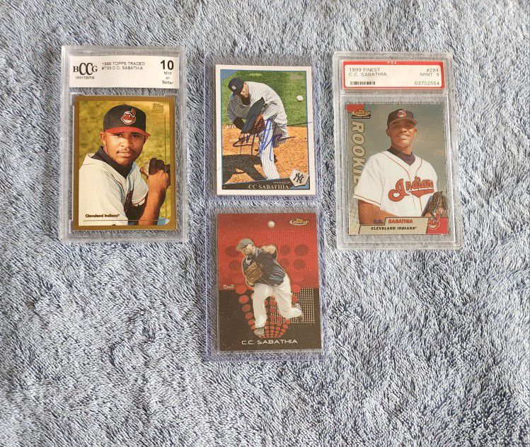 C.C. Sabathia rookie, & On Card Auto lot, (4) Card's. for Sale in West