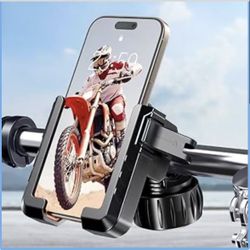 Motorcycle Phone Mount, [No Block Camera] Bike Phone Holder Mount, [Silicone Wrapped] Handlebar Cell Phone Mount for Bike/Scooter/ATV, Fits iPhone 17/