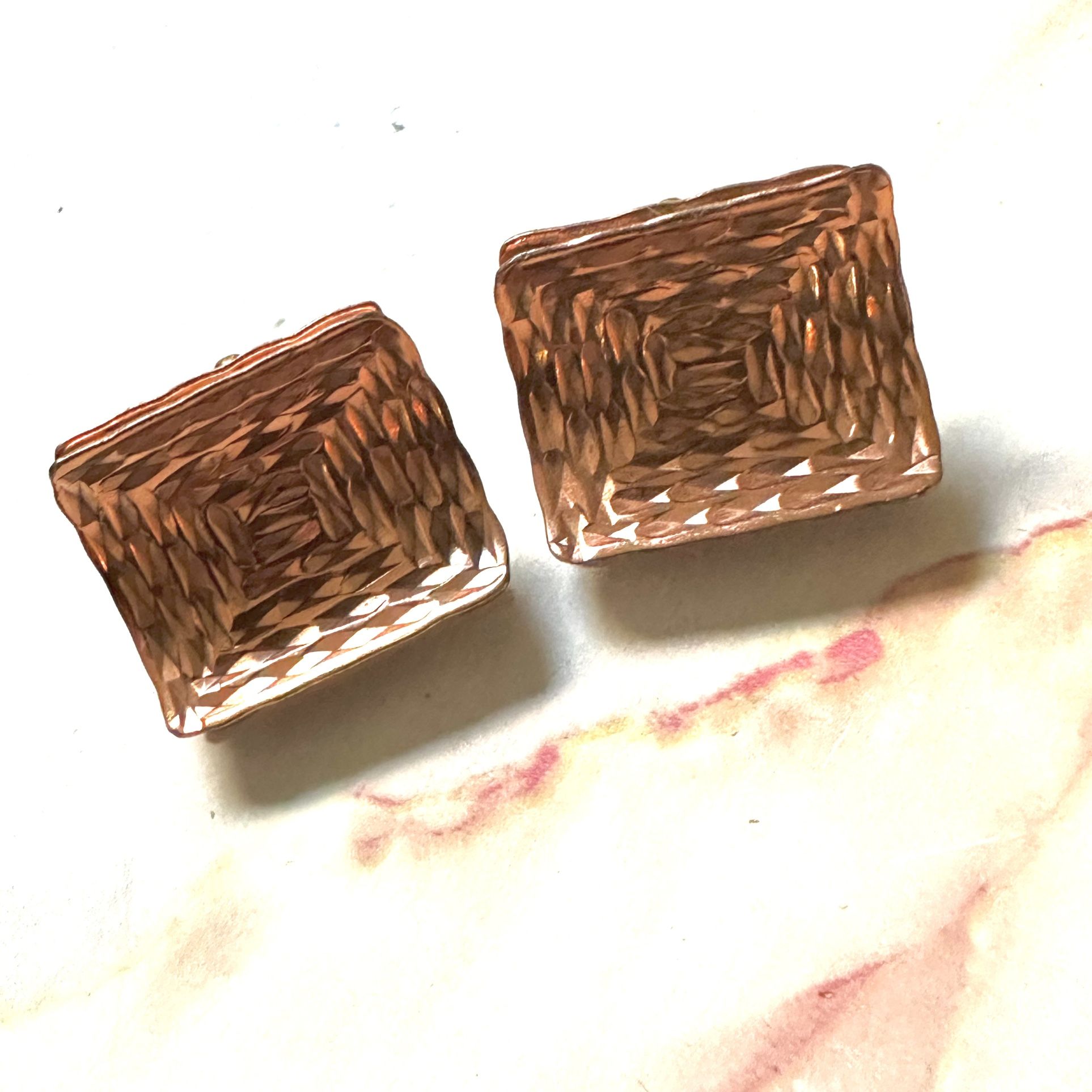 Gret Barkin Vintage Hand Wrought Copper Cuff links 