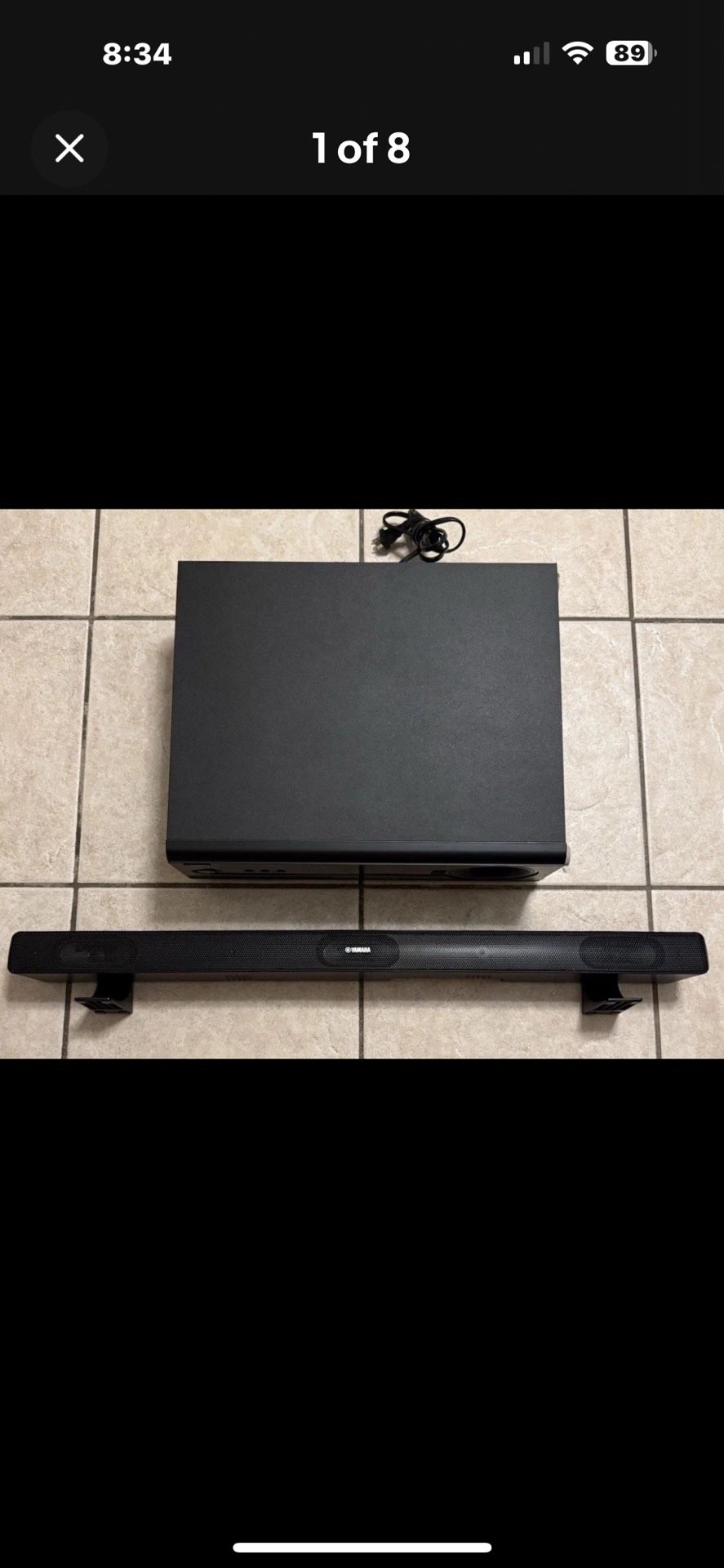 Yamaha SR-300 Receiver Sub Woofer And Sound Bar With Remote Tested