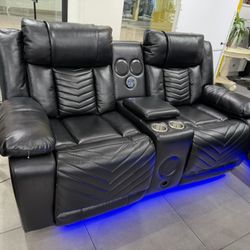 Power Recliner Sofa Set With Bluetooth And Speakers 🔊 