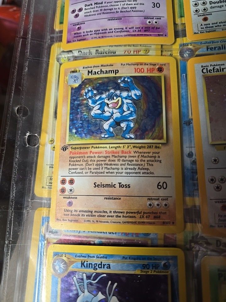 Pokemon MACHAMP 1st Edition Holo Rare 8/102 Base Set Card EXC/NEAR MINT