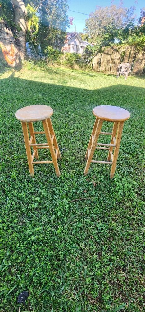 2 Wooden Bar Stools-Sturdy & Classic Design
