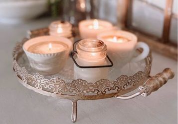 Vintage Gold Tone Metal Tiara Indiana Glass tray