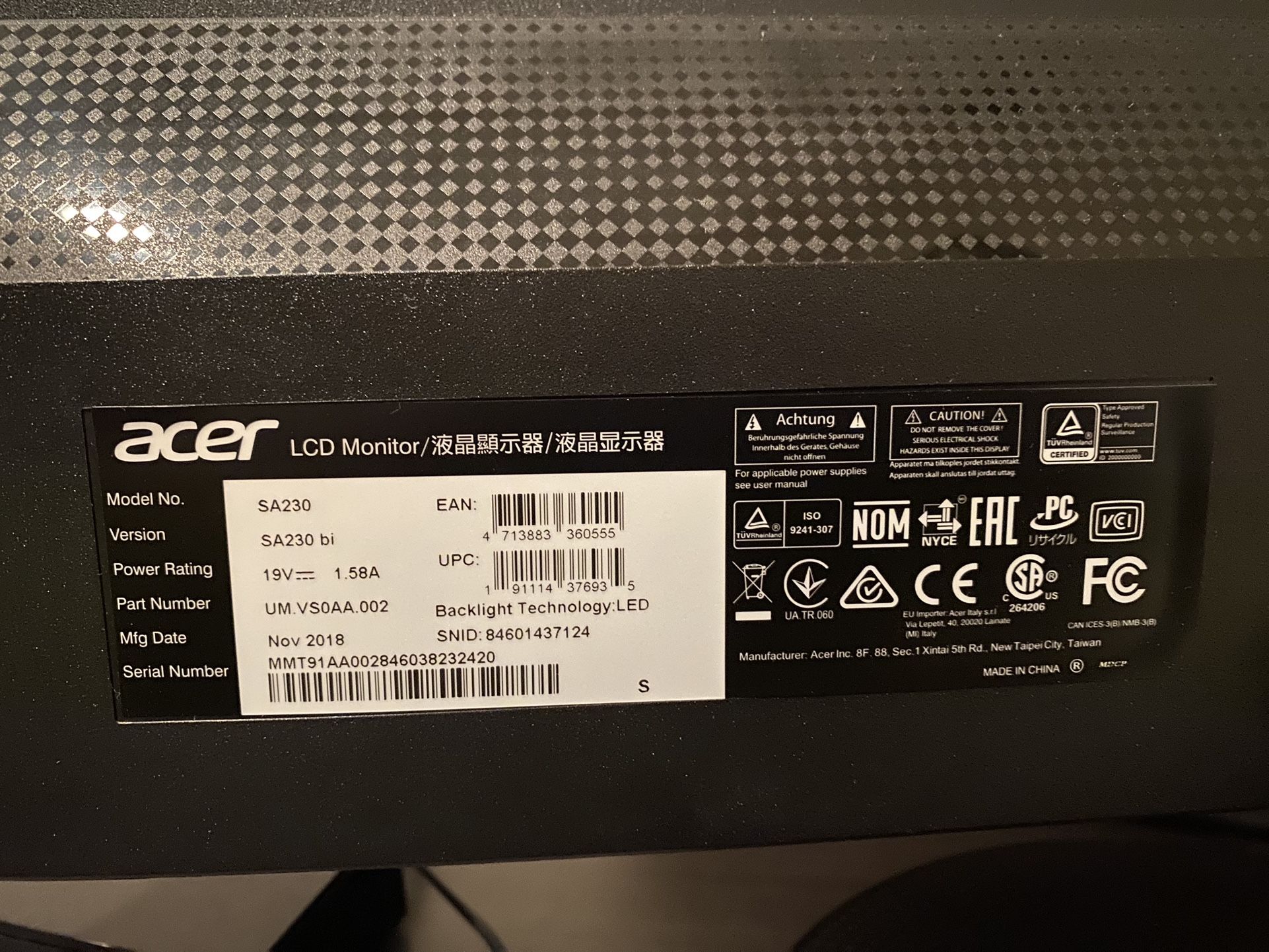 Acer 23” Moninotor