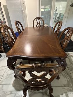 Vintage Solid Wood Dining Table Set By Jessica McClintock 