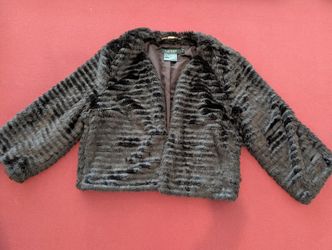 Women's Black Ralph Lauren Faux Fur Jacket - Medium 
