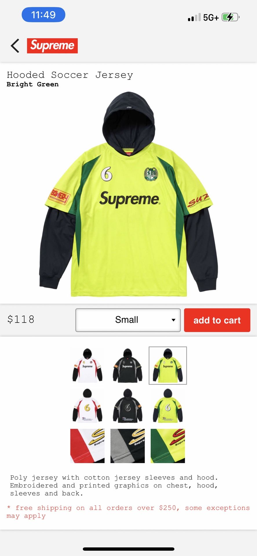 Supreme Hooded Soccer Jersey for Sale in Long Beach, CA - OfferUp