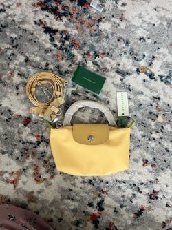 Yellow longchamp mini tote bag