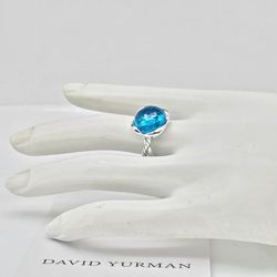 D. Yurman Sterling Silver Continuance Ring With Blue Topaz Ring Size 6.5