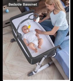 Bassinet, Bedside Crib Sleeper with Wheels
