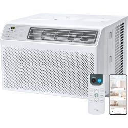 14,000 (DOE) BTU 115 Volts Smart Window Air Conditioner Cools 700 Sq. Ft. with Remote and Wi-Fi Enabled in White
