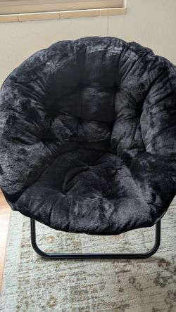 Black Fuzzy Foldable Chair