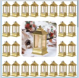 Staymoment Gold Lanterns Decorative Indoor: 24 Pcs Mini Lanterns For Wedding Table Centerpieces Small Battery Powered LED Lights Bulk For Party Christ