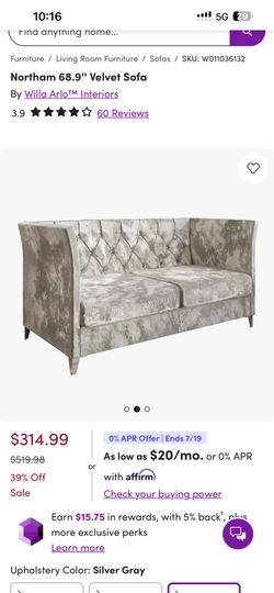 Wayfair velvet sofa