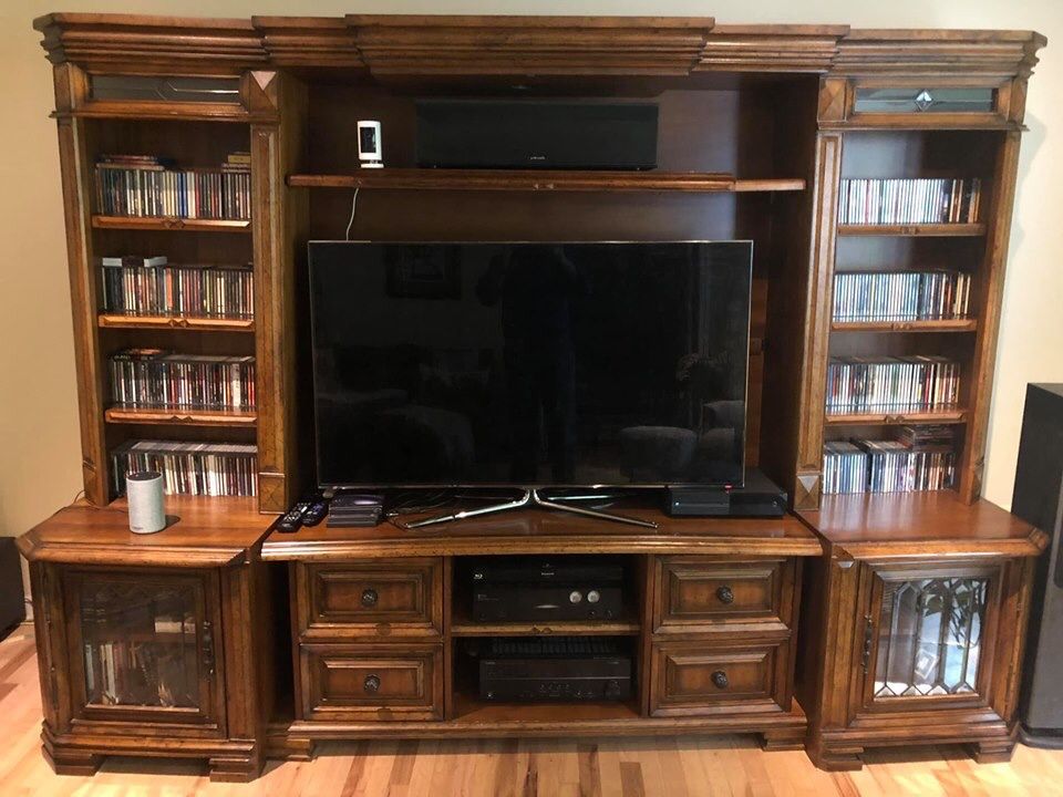 Solid wood entertainment center