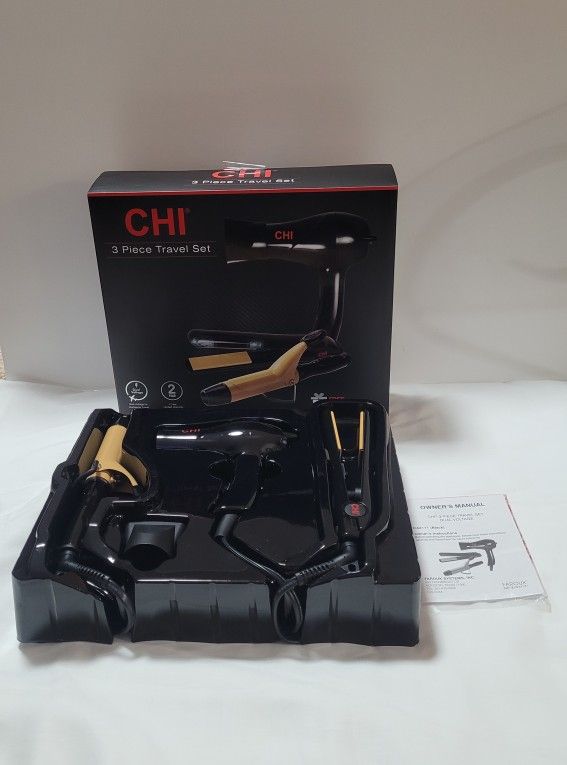 CHI 3-Piece Ceramic Curling Iron/Blow Dryer Travel Set