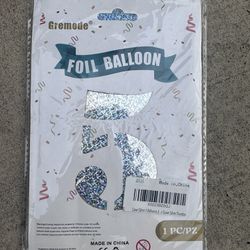 Number 5 Foil Balloon Silver Color
