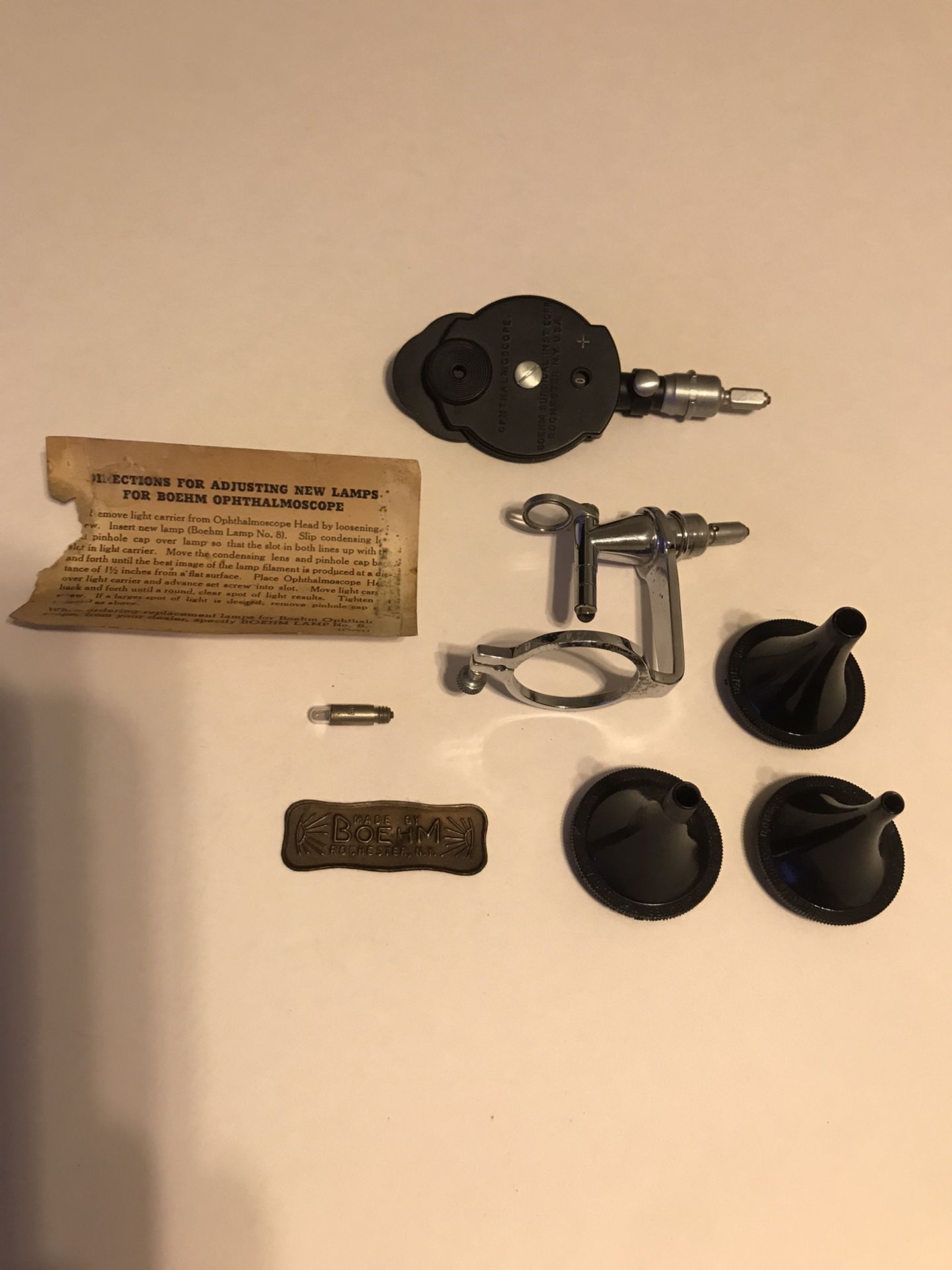 Antique Boehm Opthamalscope Detachable Heads & Accessories for sight & sound