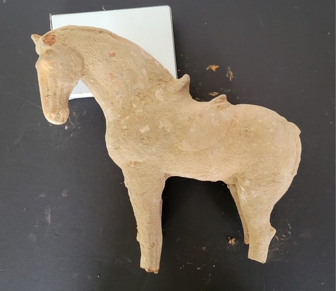 Antique Chinese Tang Dynasty Terracotta Horse Mingqi Statue 10" Damaged No Legs