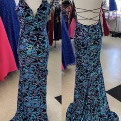 New with tags Purple & Teal Sequin Long Formal Dress & Prom Dress $199