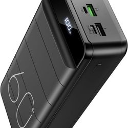 Power Bank 60000mAh 22.5W Fast Charging Portable Charger with Flashlight, 4 Outputs & 3 Inputs LED Display Huge Capacity External Battery Pack for Mos
