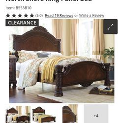 King Size Bed,  Mirrored Dresser