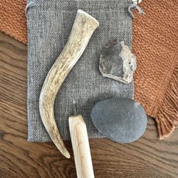 Antler Billet Knap Pack and tools for Flint Knapping Arrowheads and Blades