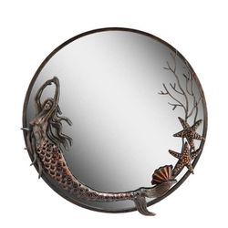 Round Bronze Mermaid Mirror   