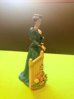 Victorian Lady Porcelain Figurine with Garden Gate