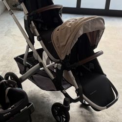 UPPAbaby Vista V2 Stroller/Convertible Single-to-Double System/Bassinet, Toddler Seat, Bug Shield, Rain Shield, and Storage Bag Included 