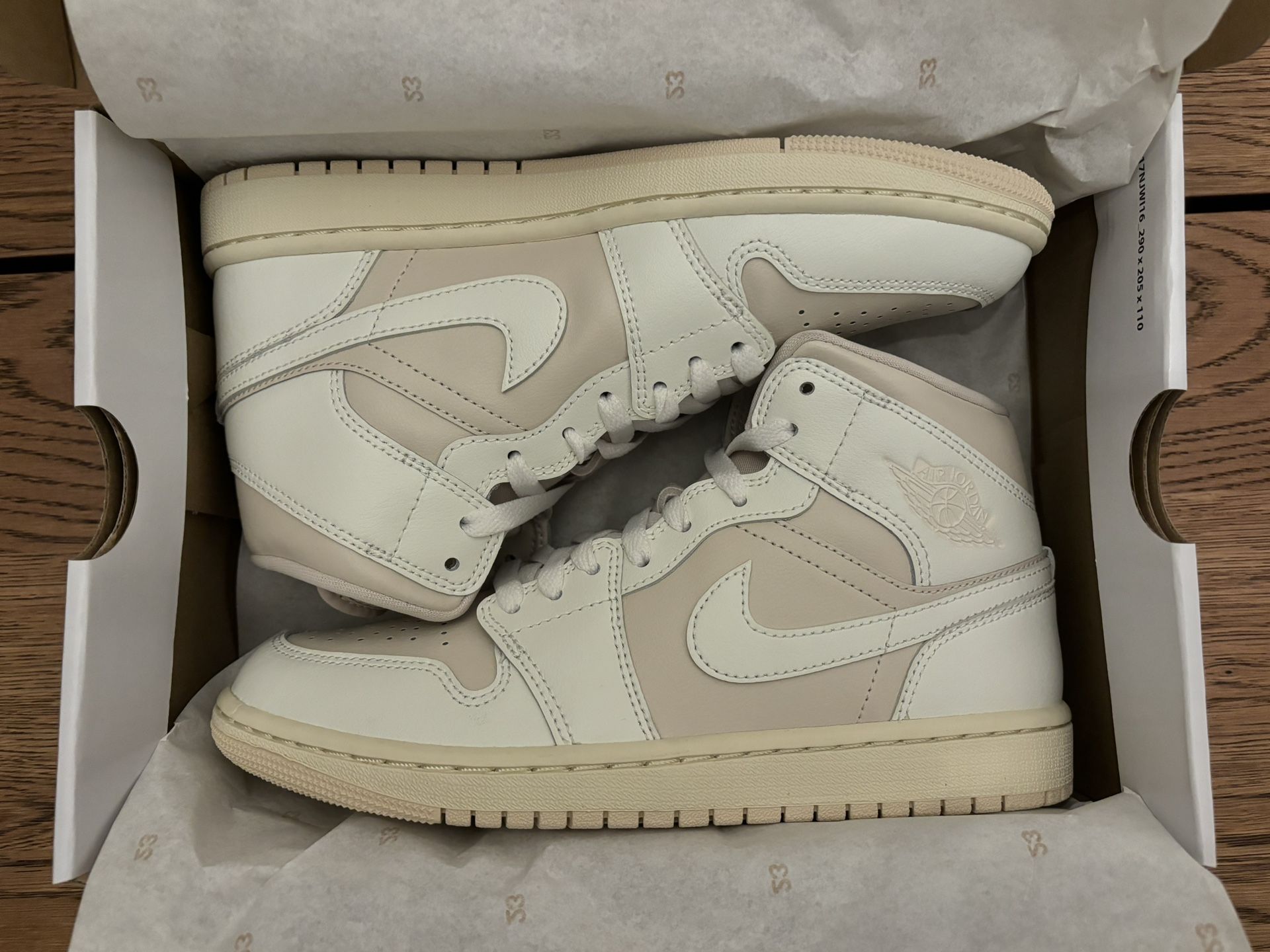 Jordan 1 Mid White On Beige Size 8 Women
