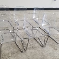 Clear And Chrome Chairs, Set Of 6