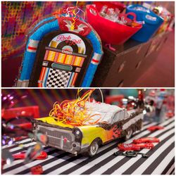 Rock & Roll 50’s Music Birthday Party Centerpieces or Piñatas (Jukeboxes & Classic Cars)