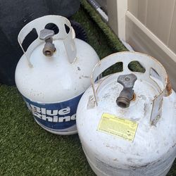 2 BBQ propane tanks for $50