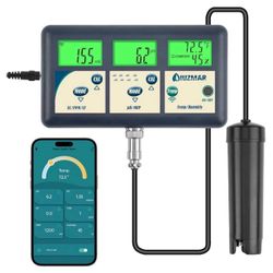 Hydroponic pH and EC Continuous Monitor, pH EC PPM Continuous Monitor for Hydroponic Gardening TDS pH Meter for Home Growers Continuously Monitor EC P