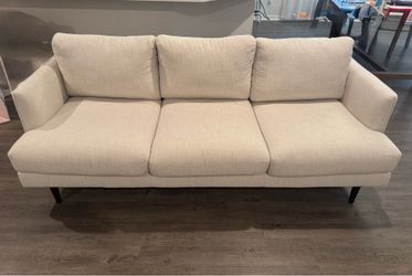 Cream Canvas 3-Seat Sofa