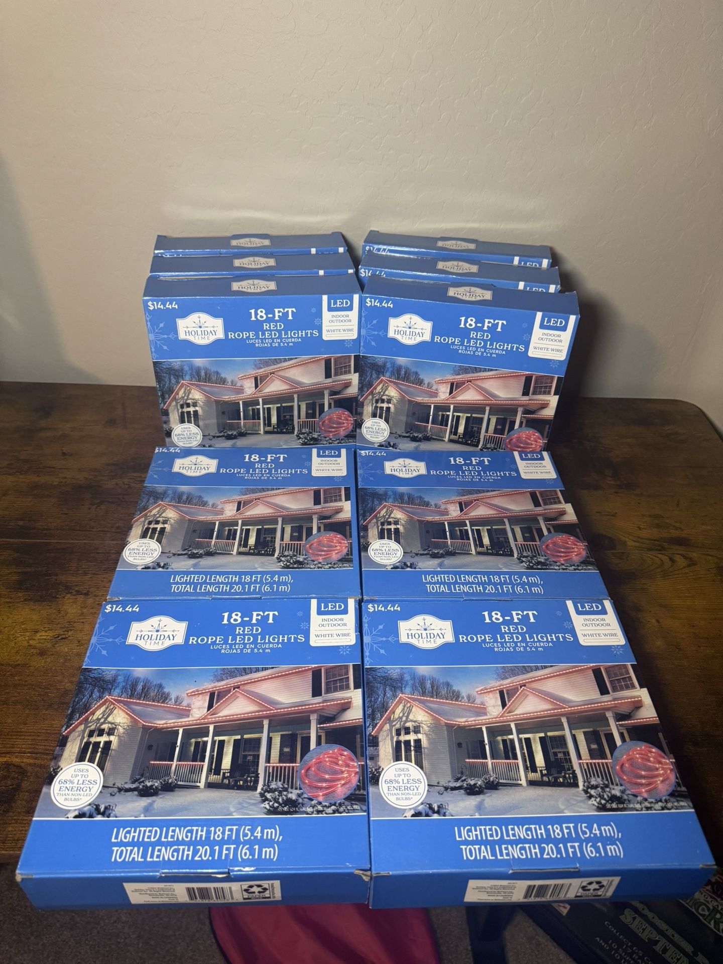 10x Holiday Time Christmas Lights 18 Feet Red Rope LED Lights New Sealed!