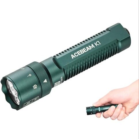 ACEBEAM K1 Rechargeable EDC AA Flashlight with Green Beam, UV and White LED Combo, 1000 High Lumens Pocket Flashlight, Triple Sources Super Bright Sma