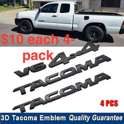 Set of 4 4x4 V6 Car Door Tailgate Emblems (Matte Black) Lucky Simplicity