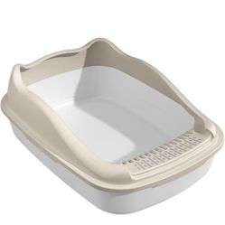 Cat Litter Box Semi-Enclosed Large Cat Litter Box Thickened Anti-Splash Cat Litter Box Removable Litter Box Easy to Clean (Color : White, Size : B)