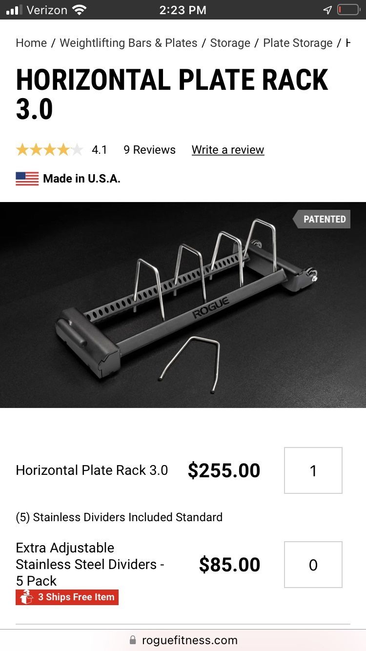 Rogue Fitness Horizontal Plate Rack 3.0 Bumper Cart - Plate