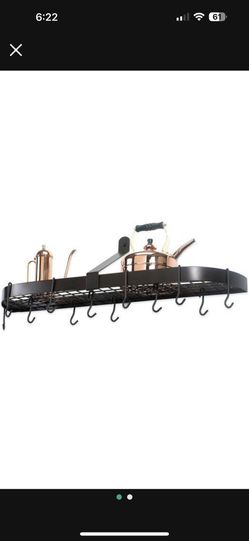 BRAND NEW IN BOX OLD DUTCH INTERNATIONAL12- Hook Oval Wall Mount  Pot Rack IN Bronze,      Featuring a modern look and a sleek, space saving design, t