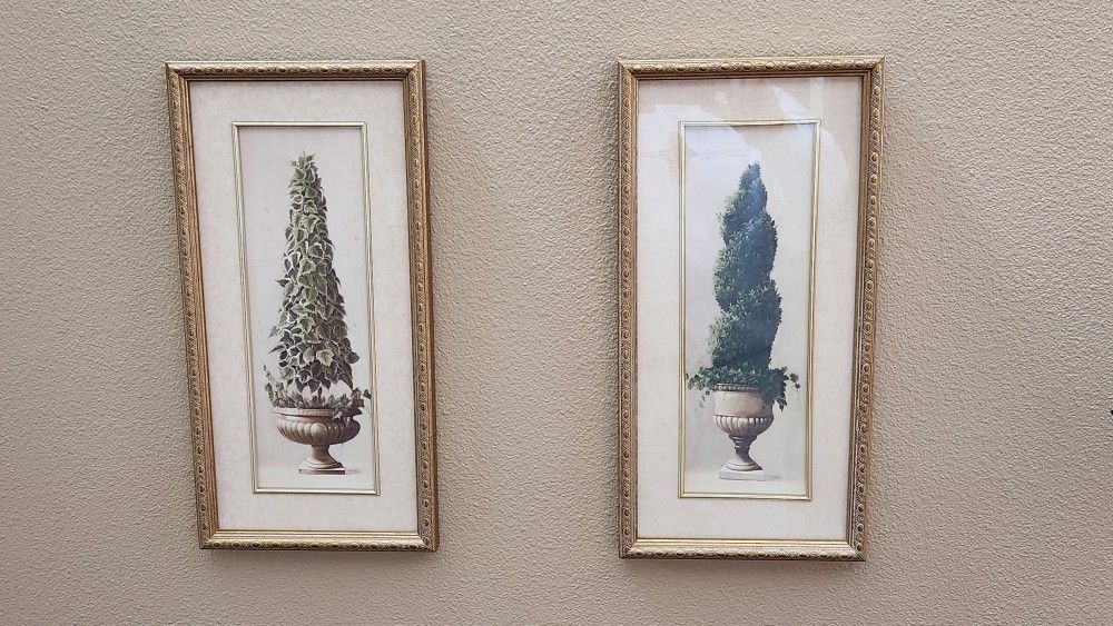 Topiary poster art matted & framed set