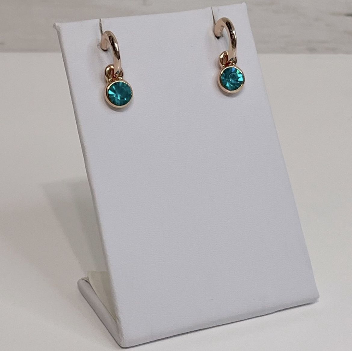 NEW Rose Gold & Turquoise Crystal Dangle Charm Earrings PRICE FIRM