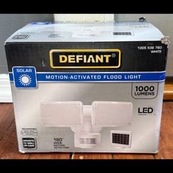 Defiant 180° White Motion Sensor Solar Powered Outdoor 2-Head LED Security Light